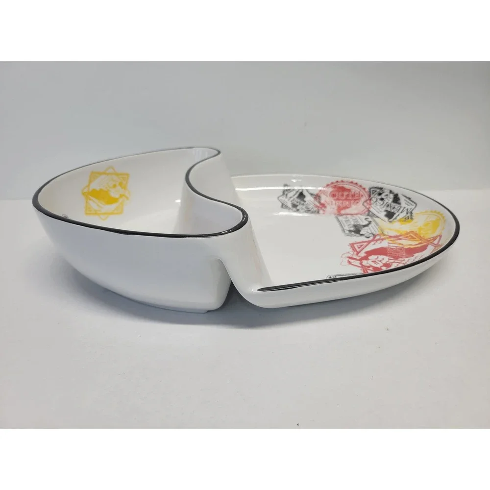 Disney Parks Mickey Mouse Travel Passport Stamp Ceramic Chip‎ Dip Server White